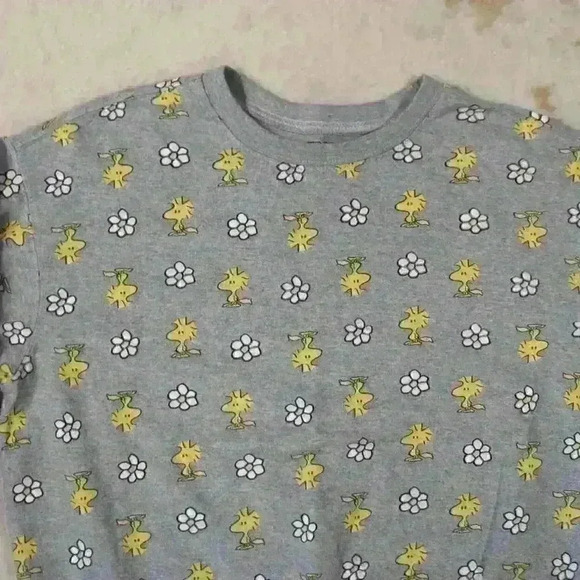 PEANUTS Woodstock Flowers Graphic Print Long Sleeve Crew Neck Sweatshirt Women M - Picture 2 of 8